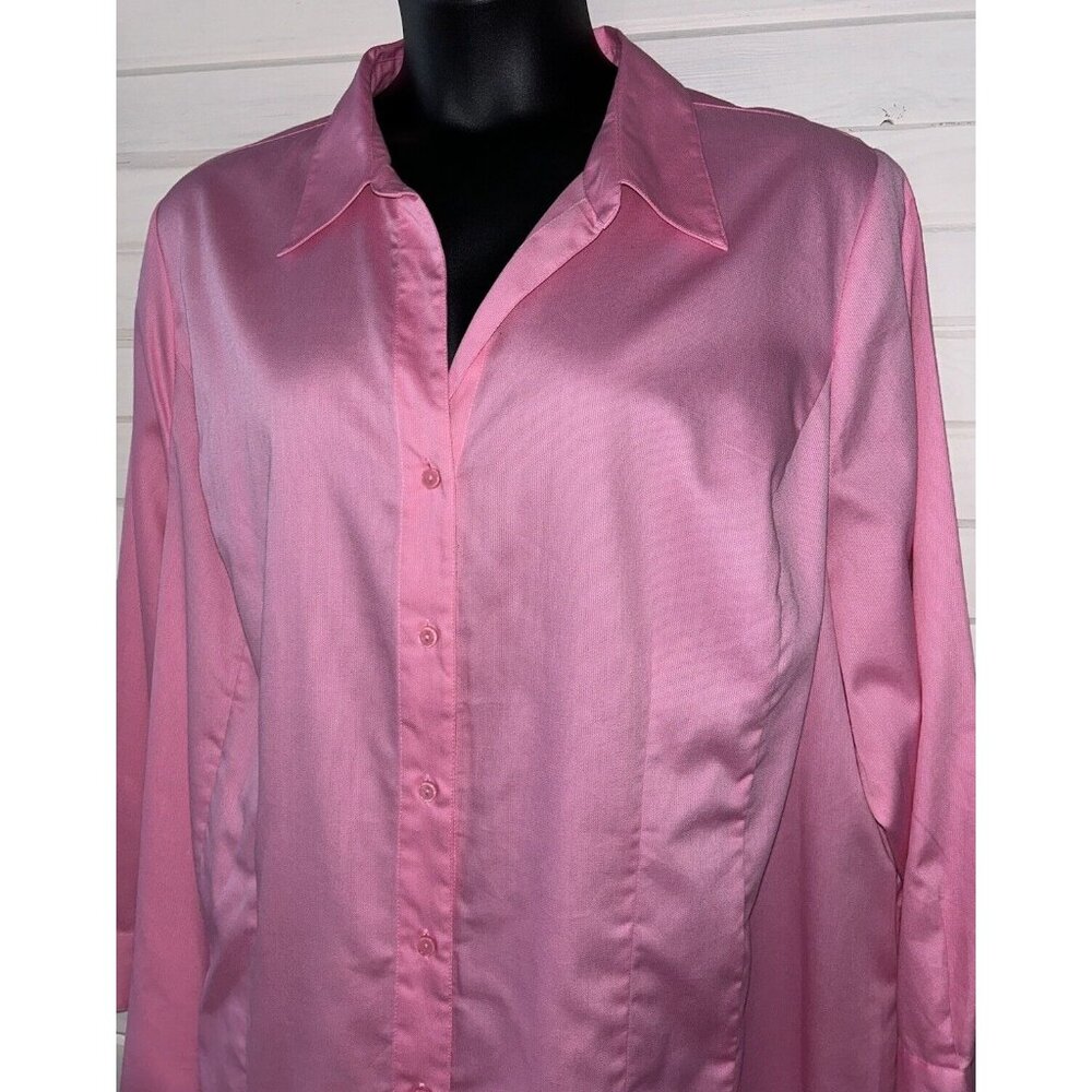 Soft by Avenue Sz PLUS 30/32 Pink Button Up Collared Blouse Cotton Blend EUC